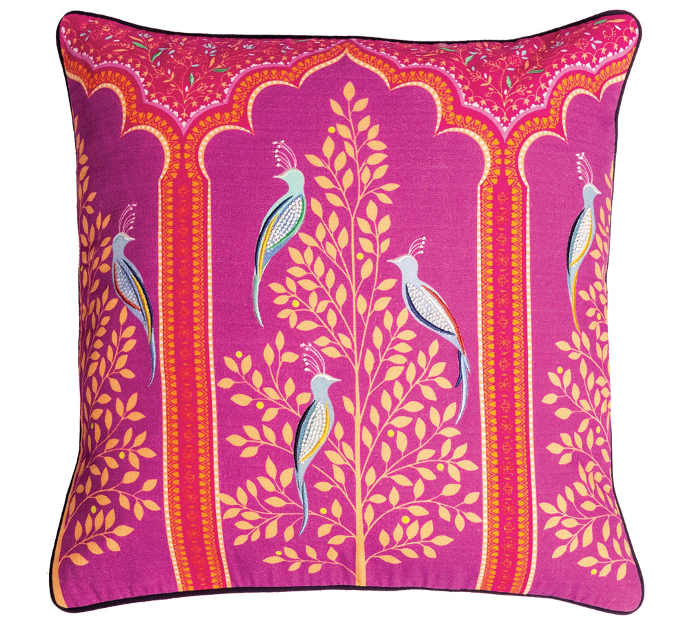 Sara Miller Scalloped Archways Embroidered Cushion